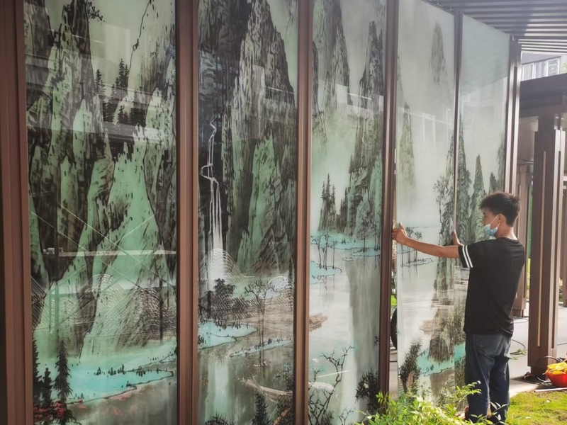 山水画玻璃